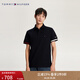 TOMMY HILFIGER【透氣舒適】春夏男裝純棉珠地網(wǎng)眼拼色袖口修身短袖T恤POLO 深藏青FAP L （推薦：140-155斤）