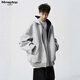 MMOPTOP重磅撞色棉質(zhì)衛衣男春秋美式情侶連帽衫新年休閑外套MWY31淺灰L