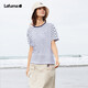 LAFUMA樂(lè )飛葉短袖T恤女 2024夏季舒適條紋寬松休閑上衣 LFTS4BS51