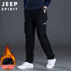 JEEP SPIRIT吉普工裝褲男秋冬季直筒休閑褲男士寬松多口袋男褲 黑色加絨 XL