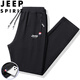 JEEP SPIRIT吉普運動(dòng)褲男春秋季休閑褲純色中青年寬松長(cháng)褲 黑色直筒 2XL