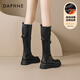 達芙妮長(cháng)筒靴子女鞋加絨2025新款秋冬爆款牛仔靴高筒巨好看騎士長(cháng)靴