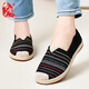 布舍元女士平底一腳蹬中老年媽媽鞋透氣老北京布鞋女430-7079 黑色 38 