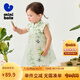迷你巴拉【新中式】網(wǎng)紗連衣裙女童透氣純棉旗袍裙夏季國風(fēng)禮物 白綠色調00314 90