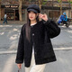 妙奕嘉仿羊羔毛外套女小香風(fēng)厚外套秋冬女裝上衣高級感搖粒絨冬季短外套 搖粒絨慵懶風(fēng)毛絨外套【黑色】 S （建議80-115斤）