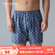 舒雅（Schiesser）男士家居褲純棉印花睡褲御印系列阿羅褲短褲【2件裝】E9/21665X 寶藍+卡其7814 L