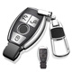 途運2018款奔馳GLE400鑰匙包套GLE320 GLE450 GLE500高檔 汽車(chē)鑰匙扣 奔馳B款皮紋-極光銀+防丟扣