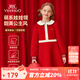 英氏（YEEHOO）女童連衣裙兒童裙子秋季新款淑女娃娃領(lǐng)公主長(cháng)裙中大童裝洋氣秋裝 圣誕假日 大紅 130