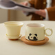 一品仟堂輕奢熊貓茶杯辦公室泡茶杯茶水分離杯高檔陶瓷茶咖一體杯咖啡杯子 熊貓萌寵茶咖杯（配杯墊） 225ml