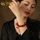 中國(guó)黃金（CHINA GOLD）玉手鐲女玉髓寬面手鐲紅瑪瑙鐲子母親節(jié)送送媽媽 精品【圈號(hào)58】