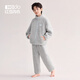 紅豆（Hodo）兒童珊瑚絨睡衣秋冬新品男女童加厚保暖可外穿運(yùn)動(dòng)親子家居服套裝 男童云霧灰 140cm