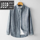 JEEP SPIRIT日系復古長(cháng)袖亞麻襯衫男士薄款春夏休閑外套大碼透氣寬松棉麻襯衣 藍灰色 M 【體重130-145斤】