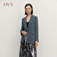 OVV秋冬熱賣(mài)女裝戧駁領(lǐng)一?？酆?jiǎn)約優(yōu)雅休閑西服外套 霧霾藍 M