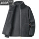JEEP SPIRIT雙面穿抓絨衣男女情侶搖粒絨外套秋冬季加絨兩面穿保暖沖鋒衣內膽 男款深灰 3XL
