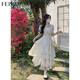 FEISIMI輕奢品牌2025夏季連衣裙女士新款女裝衣服遮肚夏天氣質(zhì)女神范裙子 杏色 L