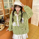 森女部落原創(chuàng  )萌趣卡通小狗絨衫保暖外套秋冬新款秋冬女裝 綠色（單件） 單件 M
