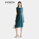 PORTS寶姿女裝2024春夏新款腰鏈裝飾圓領(lǐng)無(wú)袖優(yōu)雅漸變百褶連衣裙 綠色 XS (2)