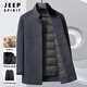 JEEP SPIRIT雙面呢子外套男水貂毛領(lǐng)羽絨內膽加厚冬裝羊毛呢大衣中長(cháng)款風(fēng)衣 灰色 180/XL