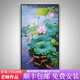 彩象純手繪油畫新中式玄關入戶裝飾畫走廊過道豎版客廳荷花掛畫九魚圖 T型黑 連外框80*180cm  單幅