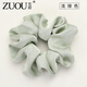 左歐（Zuoou）緞面大號頭繩大腸發(fā)圈高級感氣質丸子頭肥腸發(fā)繩扎頭發(fā)橡皮筋女生 淺綠色