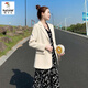 啄木鳥西裝外套女2025新款韓版百搭春秋新款網紅休閑小個子西服英倫風 奶白色 L 建議115-125斤