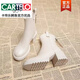 卡帝樂鱷魚（CARTELO）厚底馬丁靴女2025新款秋冬季英倫風(fēng)高跟女靴粗跟加絨瘦瘦短靴 米白色單里 36 標(biāo)準(zhǔn)尺碼