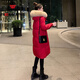 AEMAPE白鴨絨羽絨服女2025秋冬季新款加厚女裝修身時(shí)尚韓版中長(cháng)款外套 紅色-狐貍毛領(lǐng) M 建議100-115斤