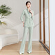 芭妃婭綠色西裝套裝女新中式國風(fēng)高端設計感小眾時(shí)尚西服外套職業(yè)工作服 綠色西裝+喇叭褲 S