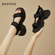 達芙妮（DAPHNE）黑色軟底老爹涼鞋女2025夏季新款外穿厚底增高休閑運動(dòng)魔術(shù)貼涼鞋 黑色 跟高4CM 35 標準碼