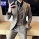 羅蒙（ROMON）毛呢西服套裝男士秋冬西裝男商務(wù)正裝加厚新郎結(jié)婚西裝禮服三件套 咖啡色【三件套】送領(lǐng)帶 XL