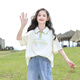 歐穎慕女童運(yùn)動(dòng)套裝夏裝潮中大童女裝夏季9兒童T恤牛仔褲兩件套女孩衣服 米白色(短袖) 160cm(160cm)