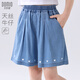 多妙屋女童牛仔短褲夏季洋氣兒童休閑中大童寬松裙褲童裝11934淺藍170