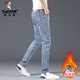 啄木鳥(niǎo)加絨加厚牛仔褲男2025秋冬季新款修身小腳褲子男潮牌休閑彈力長(cháng)褲 1984淺藍色加絨 28