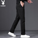 花花公子（PLAYBOY）休閑褲男秋冬季褲子男士寬松直筒商務(wù)潮流男裝長(cháng)褲 黑色 36
