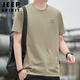 JEEP SPIRIT吉普T恤男夏季圓領(lǐng)涼感短袖男士休閑刺繡上衣服男裝 卡其 3XL