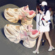 探巡（TanXun）女鞋2025夏季新款老爹鞋女超火ins鞋子女厚底內增高運動(dòng)休閑鞋女 粉色【春秋皮面】 36