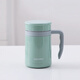 陶瓷保溫杯非涂層真陶瓷內膽水杯男女士辦公桌面杯子 薄荷綠【帶手柄】350ml