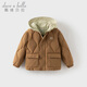 戴維貝拉（DAVE＆BELLA）小男孩上衣冬季新款連帽女童外套兒童假兩件羽絨服休閑中大童衣服 焦糖奶油【現貨】 110 cm（建議身高100-110cm） cm（建議身高100-110cm）