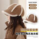 目丸兒童帽子秋冬新款女童男孩毛邊護耳帽寶寶防寒保暖加厚鴨舌漁夫帽 卡其