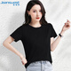 真維斯（JEANSWEST）T恤女夏季薄款圓領(lǐng)打底衫內(nèi)搭短袖純棉白色純色上衣百搭黑色L