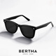 貝爾莎（bertha）墨鏡男開車專用駕駛太陽鏡防紫外線大臉釣魚防曬方框眼鏡 黑框黑灰片（0度-高清尼龍）