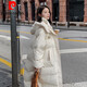 皮爾卡丹（pierre cardin）長(cháng)款羽棉絨服女冬2025年中長(cháng)款過(guò)膝外套加厚韓系溫柔 米白色 L