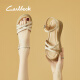 Carl Beck品牌厚底坡跟凉鞋女款小个子2024年夏季新款一字带平底松糕单鞋女 米白色 39