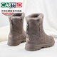 卡帝樂鱷魚（CARTELO）新品高檔雪地靴女皮毛一體馬丁靴女2025秋冬季加厚短靴加絨棉鞋子 駝色后拉鏈厚絨 37
