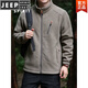 JEEP SPIRIT男士抓絨衣男搖粒絨外套夾克加絨加厚沖鋒內膽男裝衛開(kāi)衫上衣保暖 卡其色 XL(推薦130-145斤)