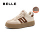 百麗（Belle）高幫板栗復古德訓鞋女款運動(dòng)休閑小白鞋子A6N5DAM5 米白 37 (235mm)