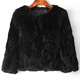 離境天大碼女裝300斤皮草秋冬女裝上衣兔毛真皮草外套女短款新款韓版 黑色 S 85斤以下