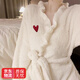 鹿珊伍浴袍女2025新款吸水加厚加絨洗澡游泳成人家用浴衣柔軟睡袍 浴袍【米白色桃心款】 均碼（適合90—150斤）