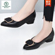 啄木鳥(niǎo)真皮單鞋女低跟氣質(zhì)工作職業(yè)鞋軟底低跟春秋小皮鞋2025軟皮豆豆鞋 黑色 39