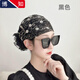 額倜遮白發(fā)帽薄款新款頭飾帽寬邊發(fā)帶帽女時(shí)尚媽媽包頭巾蕾絲發(fā)箍頭箍 繡花[頭巾]黑色